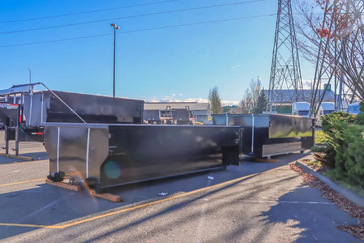 Roll-off dumpster ready for waste disposal at job site for 4 Yard Dumpster Rental in North Haven